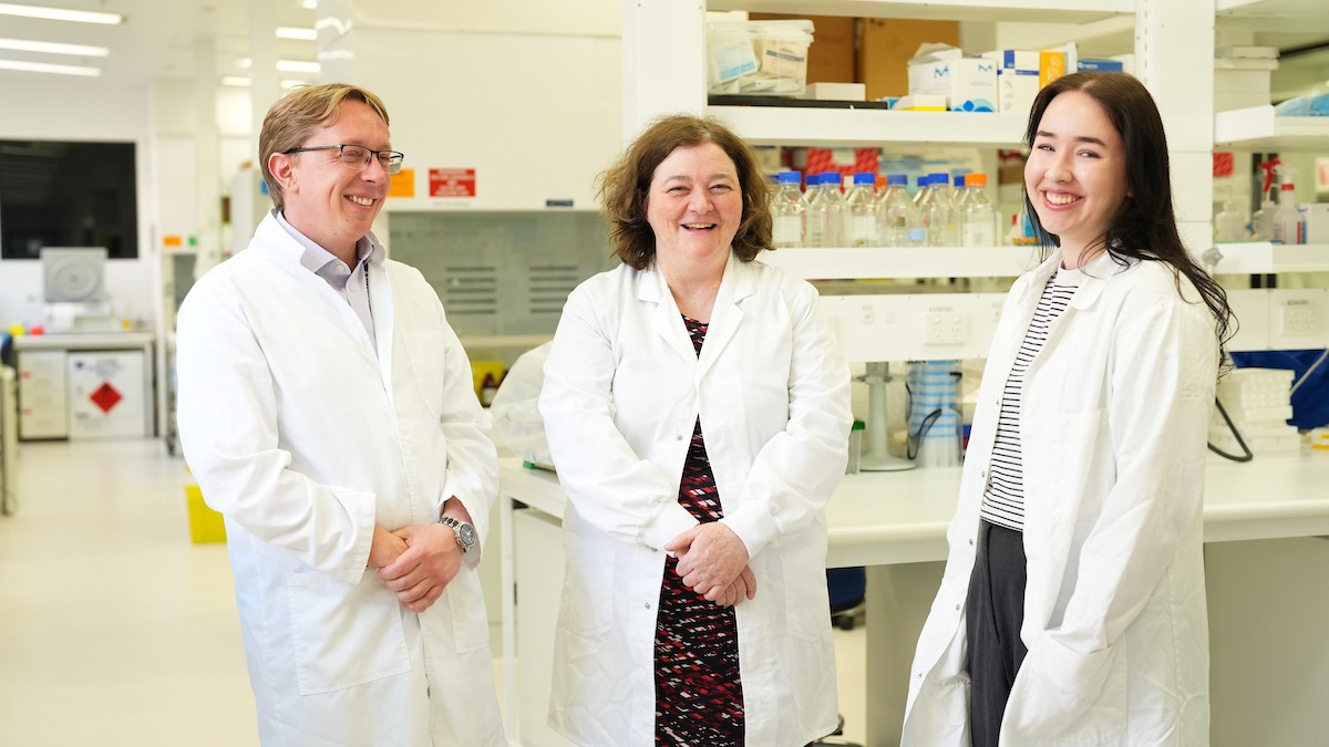 Euan McNaughton, Associate Professor Katrina Randall and Ainsley Davies.