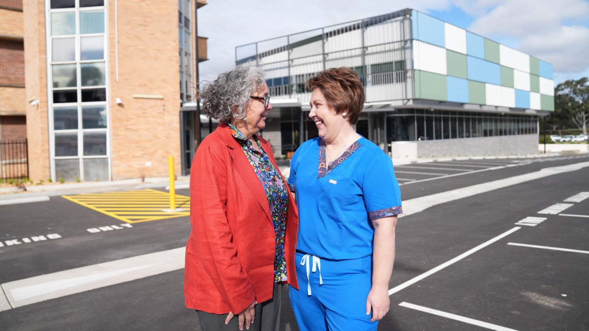 Amanda Barnard and Natalie Gordon outside the new clinical training facility in Goulburn.