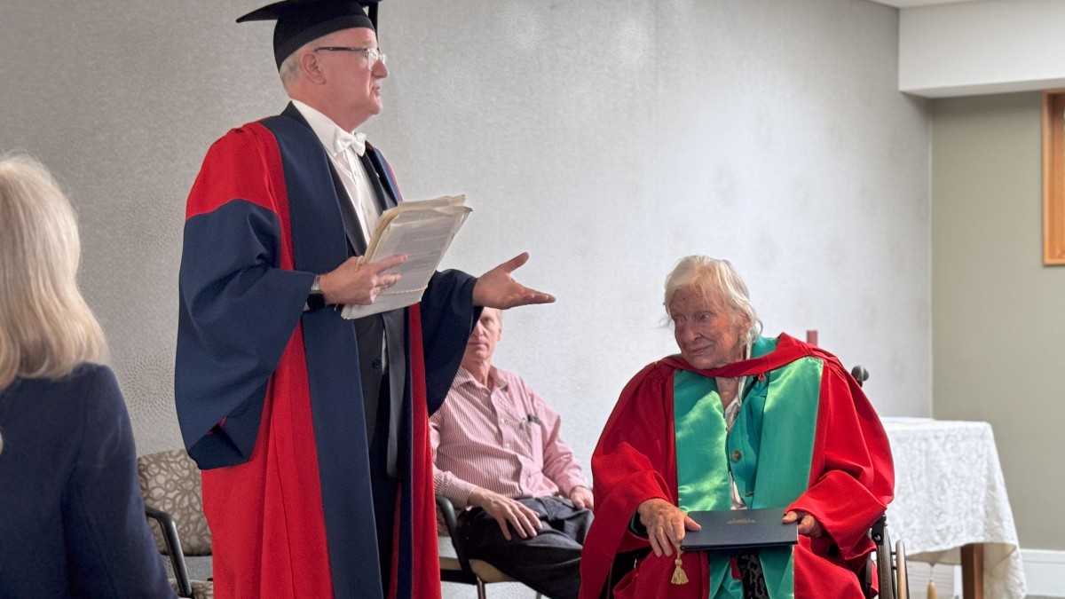 Professor John Watson speaks at the conferral for Dr Rose Mason.