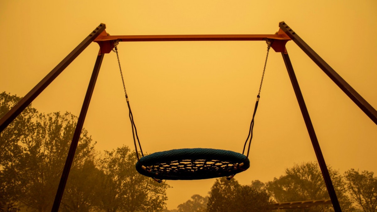 Canberra playground in smoky haze