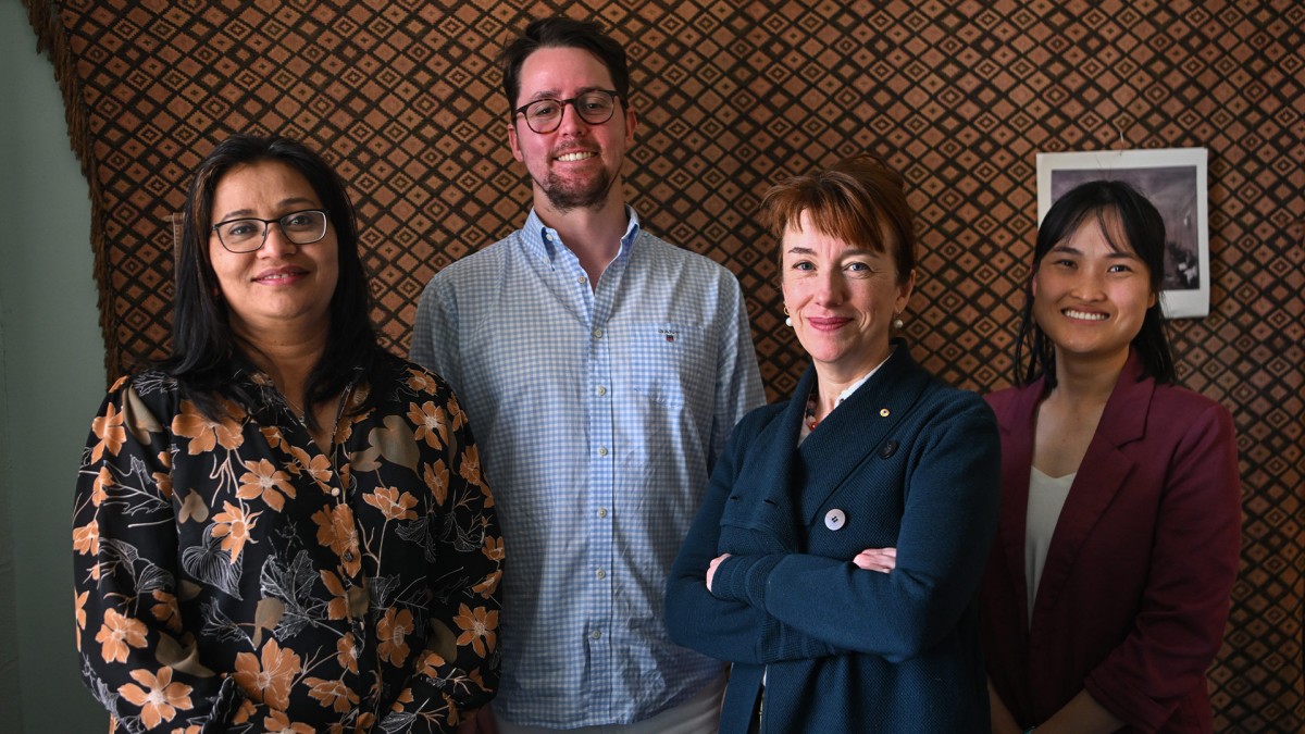 From left to right: Associate Professor Grace Joshy, Research Assistant Sinan Brown, Professor Emily Banks AM, Research Assistant Mai Nguyen. Image: Tracey Nearmy/ANU