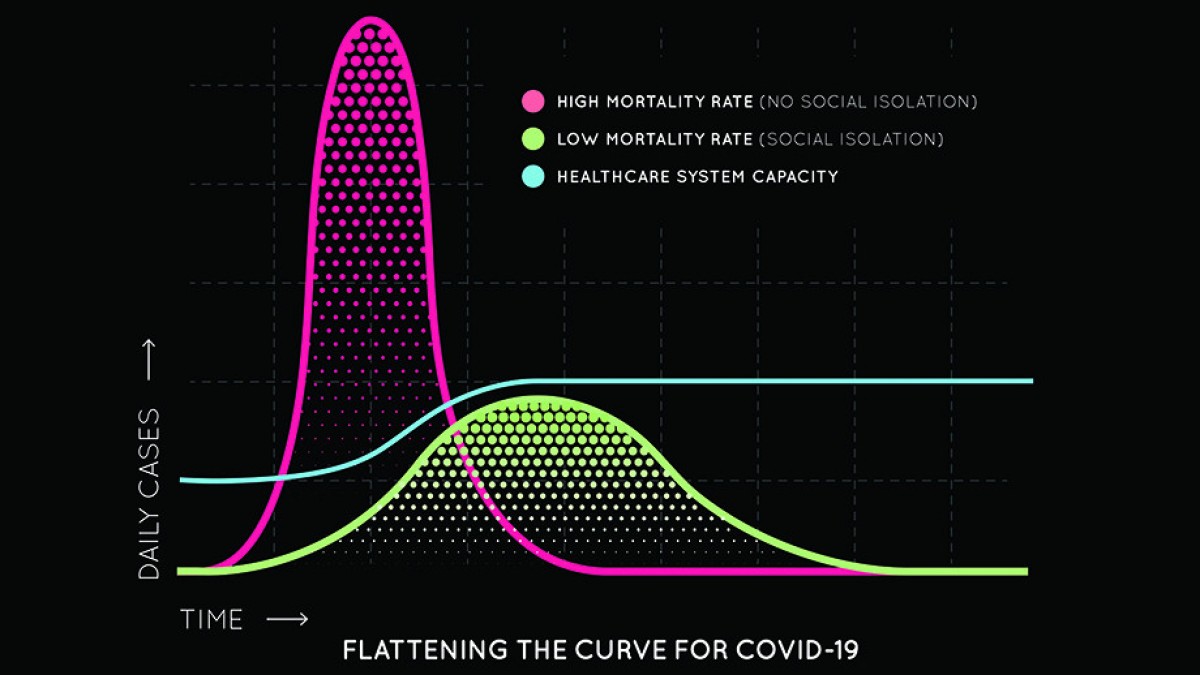 Graph showing flattening the curve for COVID 19
