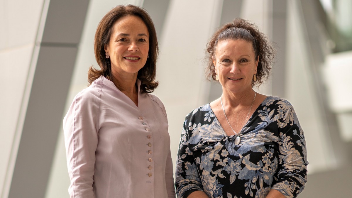 Top image: Professor Carola Vinuesa (left) with Kathleen Folbigg. Photo: ANU