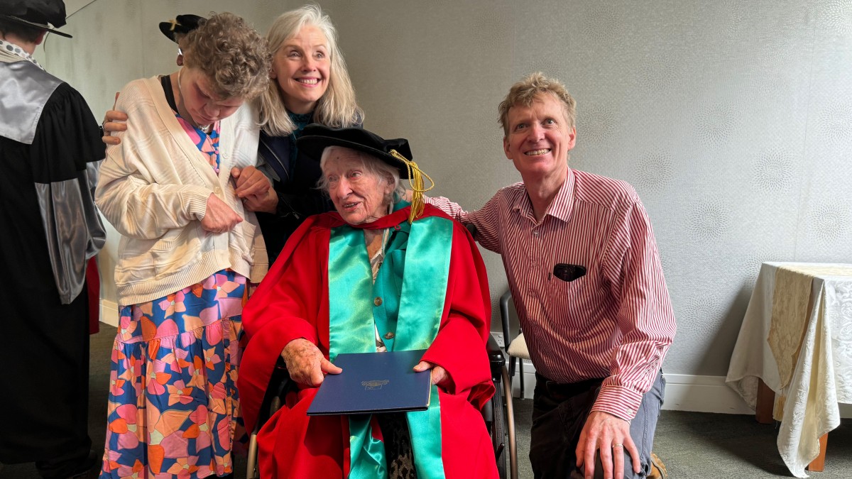 Dr Rose Mason with her three children, from left: Bridget, Kate and Philip Mason