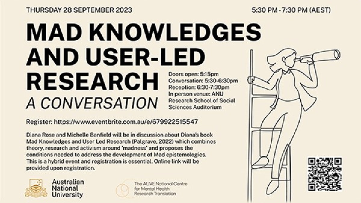 Event banner: Mad knowledges and user-led research: a conversation.