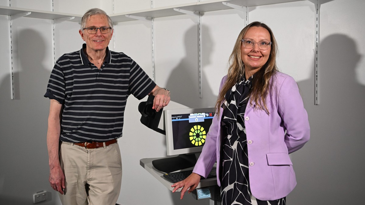 From left to right: Professor Ted Maddess and Professor Hanna Suominen. Image: Tracey Nearmy/ANU